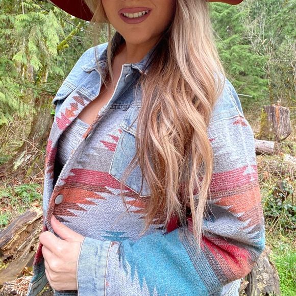 💖HP💖 ONLY 1 LEFT!! Denim Tribal Jacket - Picture 3 of 3